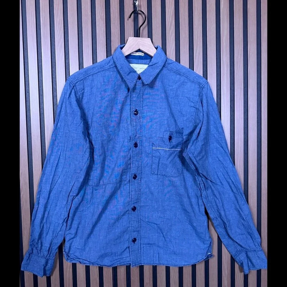 Vintage Mister Freedom Shirt Large Mens 645 Chambray Long Sleeve Button Pocket - Picture 1 of 9